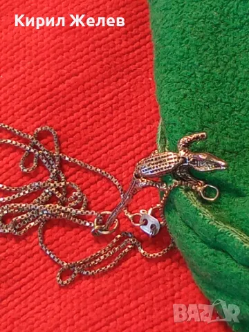 ФИНА ИТАЛИАНСКА СРЕБЪРНА ВЕРИЖКА с АРТ ВИСУЛКА СРЕБЪРЕН КРОКОДИЛ - СРЕБРО 925 РЪЧНА РАБОТА 45590, снимка 18 - Колиета, медальони, синджири - 50023612