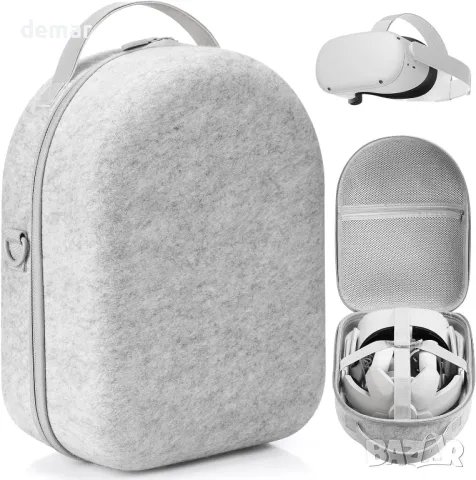 Твърд калъф Teeam за Quest 2, Калъф за съхранение за Quest 2 с каишка за ръка (сив)