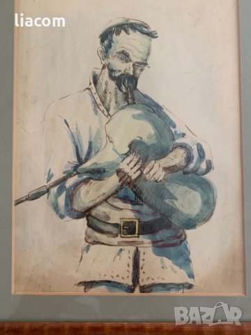 КАЗИМИР СУЛТАНОВ акварел/ туш гайдар, снимка 3 - Картини - 33789220