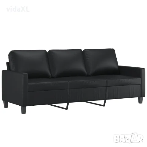 vidaXL Комплект дивани от 2 части с възглавници черен изкуствена кожа, снимка 4 - Дивани и мека мебел - 56146687