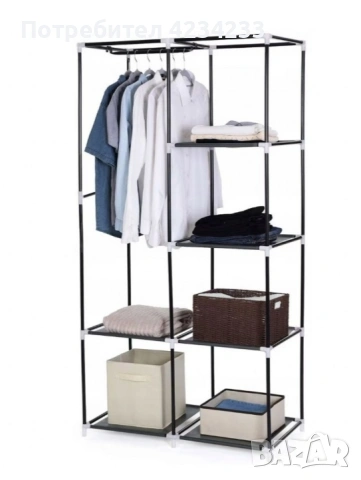 Сгъваем текстилен шкаф за съхранение на дрехи,XXL,дишащ материал , снимка 3 - Шкафове - 53733820