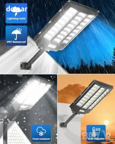 Gefolly SL-7200W соларна LED лампа 6500 K, IP67, с датчик, снимка 6 - Соларни лампи - 56338129