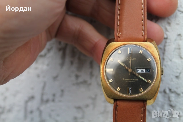 Швейцарски мъжки часовник ''Le Gran Superautomatic'' /17 камъка механизъм ета 1906/, снимка 12 - Мъжки - 53444732