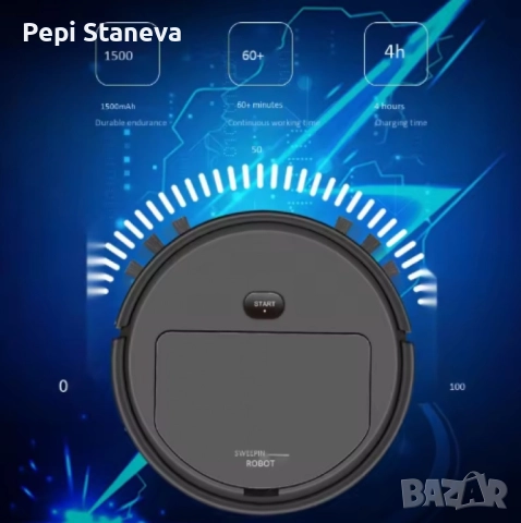 Интелигентна прахосмукачка робот 3в1 две четки и моп за почистване на домакинство, снимка 4 - Други стоки за дома - 52558303