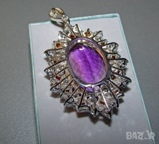 Аметист 65x34x21, 80 карата, тегло 29.9 гр. подходящ за подарък , снимка 5 - Колиета, медальони, синджири - 53709775