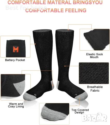 Отопляеми чорапи на батерии MRAWARM, снимка 3 - Зимни спортове - 47992218