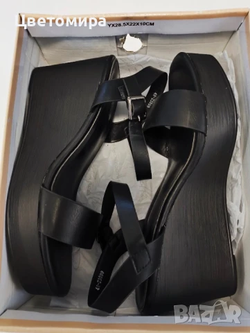 Ежедневни дамски сандали на платформа в черно PAOLO BOCELLI Номер 39. , снимка 2 - Сандали - 51311376