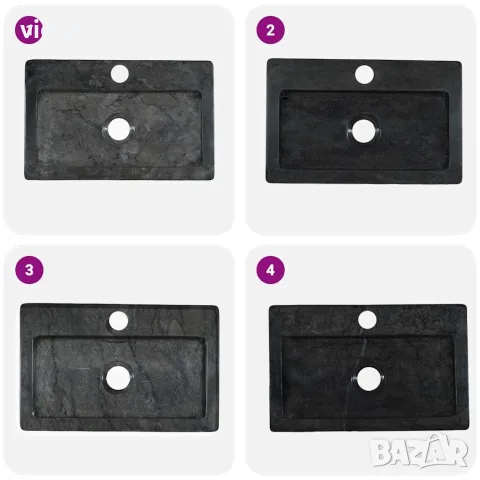 vidaXL Стенна мивка черна 38x24x6,5 см мрамор, снимка 8 - Мивки - 56146145