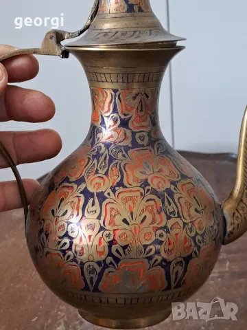 Ретро месингов емайлиран чайник   19/1, снимка 7 - Антикварни и старинни предмети - 49036720