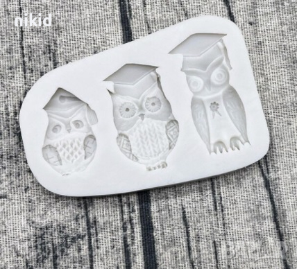 3 Бухала  бухал с тога завършване дипломиране силиконов молд форма фондан 