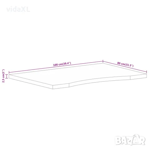 vidaXL Плот за бюро с извивка 100x80x2,5 см грубо мангово дърво масив, снимка 7 - Бюра - 56147325