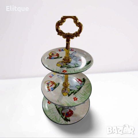 Великденско плато на 3 нива зайче с великденско яйце. Диаметър: 14,18,20см