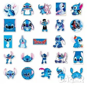 50 бр Лило и Стич lilo stitch самозалепващи лепенки стикери за украса декор картонена торта парти, снимка 8 - Други - 28665011