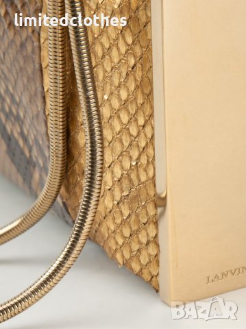 Lanvin ''Private'' Gold Python Skin Clutch Дамска Чанта / Плик / Клъч от Змийска Кожа, снимка 5 - Чанти - 42216664