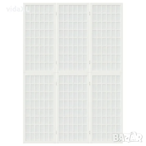 vidaXL Параван за стая, 3 панела, в японски стил, 120x170 cм, бял, снимка 3 - Паравани - 56147240