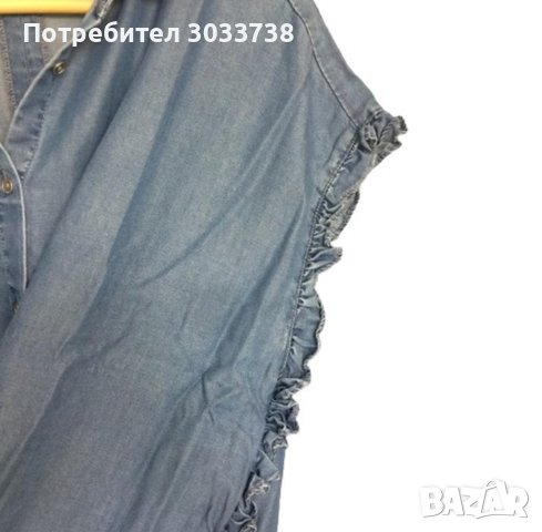 beachlunchlounge Дамска тънка дънкова риза топ с къс ръкав, снимка 3 - Ризи - 41699731