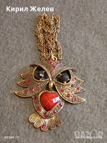 Колие с висулка БУХАЛ с ювелирно инкрустирани кристали и камъни 41567, снимка 7 - Колиета, медальони, синджири - 53476531