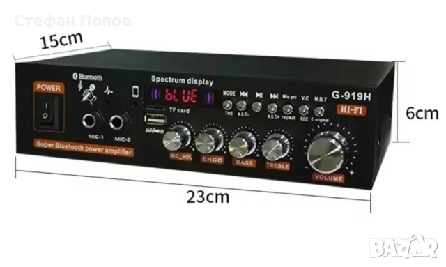 Караоке усилвател G919 BT , снимка 4 - Ресийвъри, усилватели, смесителни пултове - 52596547