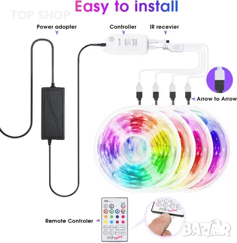 Нова Гъвкава 20м LED лента с дистанционно подсветка на телевизор стая, снимка 4 - Лед осветление - 49927518