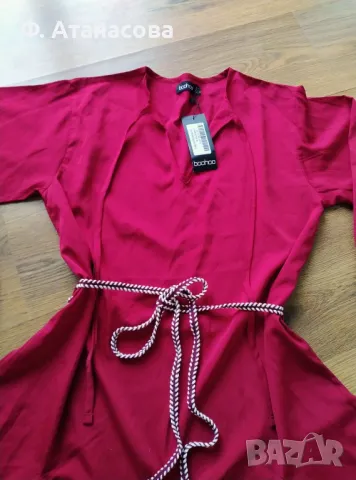 Страхотна маркова рокля туника Boohoo, коприна, размер S, нова с етикет, снимка 3 - Рокли - 50224271