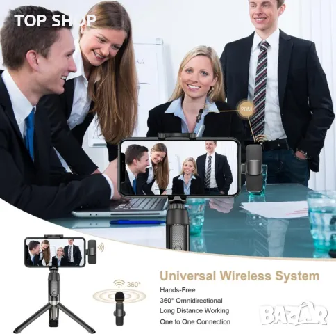 Безжичен петличен микрофон за iPhone iPad и Type C, снимка 6 - Микрофони - 48487175