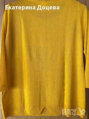 Жълта блуза фино памучно плетиво, снимка 2 - Блузи с дълъг ръкав и пуловери - 39099589