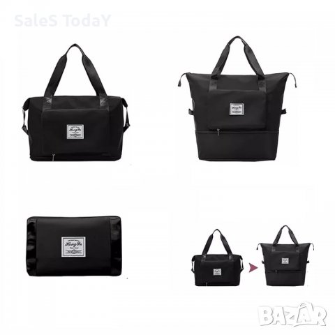 Сгъваема чанта, мини портфейл, пътническа чанта, за спорт, път или пазар, черен, снимка 3 - Чанти - 40202612