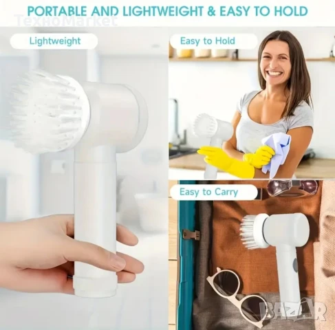 Мощна Електрическа 5-в-1 ротационна четка за почистване – безжична, акумулаторна, с 5 сменяеми г., снимка 8 - Други стоки за дома - 50671354