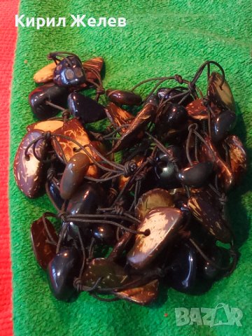 ШАРМАНТНО ХЕНД МЕЙД ВЕЧЕРНО ЛЯТНО АРТ КОЛИЕ ОГЪРЛИЦА от КОКОС и ЧЕРЕН ОНИКС 56541, снимка 7 - Колиета, медальони, синджири - 41761565