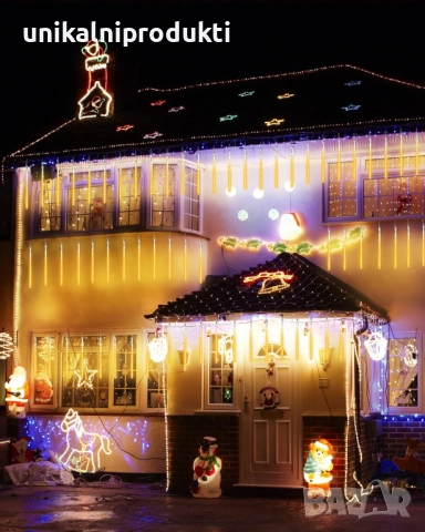 НОВО! Коледни лампички падащ сняг 3м х 80см 8бр. с топла изстрелваща светлина , снимка 2 - Лед осветление - 52240171