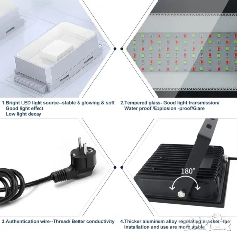 2/бр.LED RGB Смарт прожектор, 100W външни прожектори IP66, снимка 5 - Прожектори - 48162709