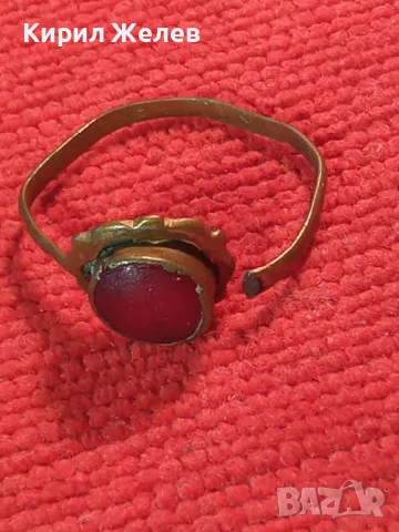 КОЛЕКЦИОНЕРСКИ СТАРИНЕН МЕДЕН ПРЪСТЕН РЪЧНА ИЗРАБОТКА с НУЖДА от ЛЕК РЕМОНТ 14327, снимка 11 - Антикварни и старинни предмети - 46497015