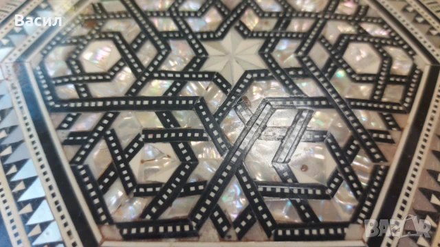 Стара дървена кутия за бижута седеф Интарзия, снимка 6 - Колекции - 50898529