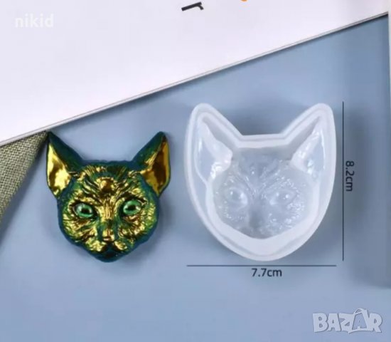 Голяма глава котка силиконов молд форма калъп за фондан шоколад гипс сапун смола 