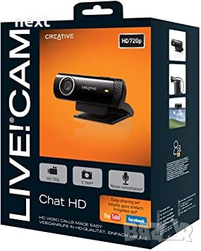Уеб камера , web cammera Cretive Live! Cam Chat HD 720p + 12м Гаранция, снимка 3 - Други - 40707398