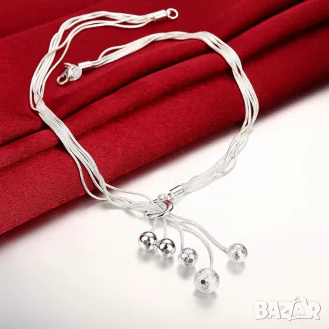 Сребърен комплект колие и гривна