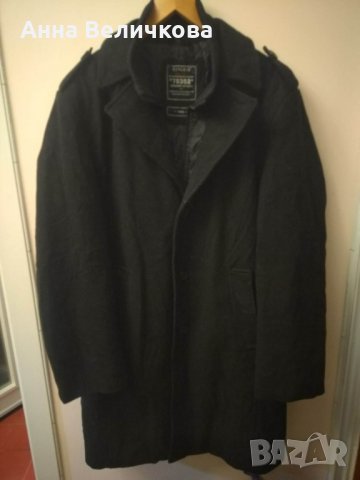 Черно мъжко спортно палто вълна, снимка 2 - Палта - 35707969