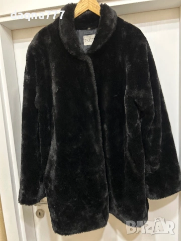 Черно пухено палто Barisal Германия, снимка 6 - Палта, манта - 53230356