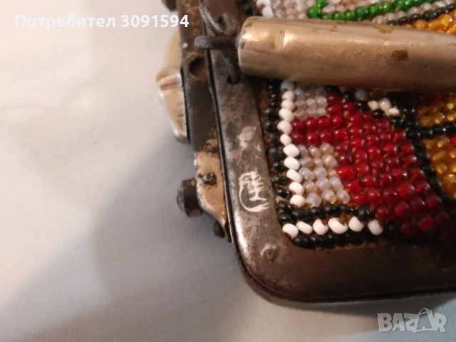  Много рядко Антично османско портмоне ,със куршум -  затворнически мъниста Стъклени пясъчни мъниста, снимка 4 - Други ценни предмети - 53018963