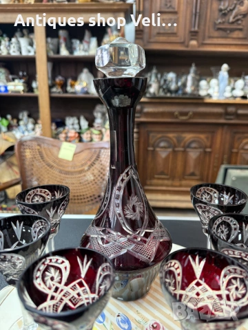 Кристален сервиз за алкохол №7931, снимка 5 - Антикварни и старинни предмети - 53736408
