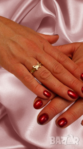 Стилен дамски пръстен от неръждаема стомана с пеперуда Anabell, снимка 1