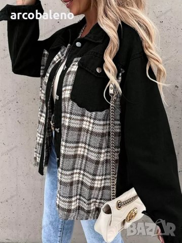 Дамско дънково яке (риза) с дълъг ръкав и копчета на риза, 3цвята, снимка 3 - Якета - 39240552