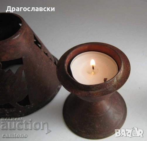 Свещници: Кораб и Стар ажурен градински фенер, свещник, за свещ ламарина метал, стъкло, снимка 14 - Антикварни и старинни предмети - 28874093