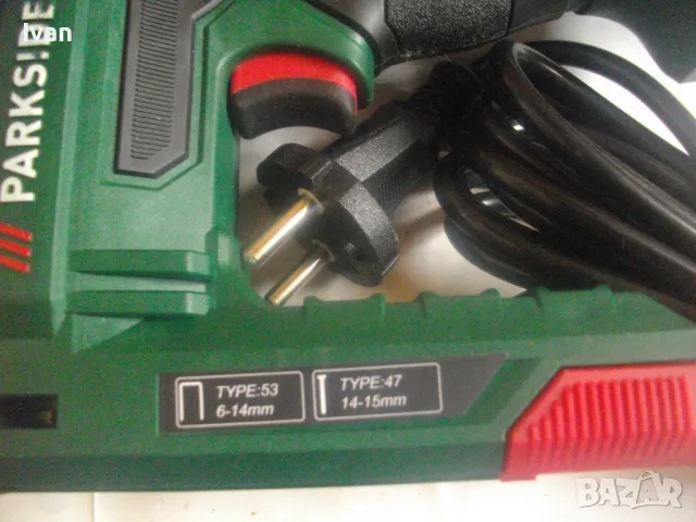 НОВ ЕЛЕКТРИЧЕСКИ КОМБИНИРАН ТАКЕР СКОБИ 6-14мм ПИРОНИ 14-15мм ПЪЛЕН КОМПЛЕКТ PARKSIDE PHET 15C2, снимка 9 - Други инструменти - 49623828