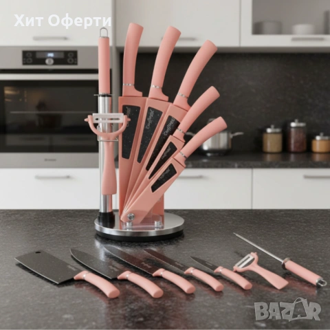 Комплект кухненски н о ж о в е 8 в 1 с въртяща се стойка Cheffinger за подредена кухня, снимка 6 - Други - 53203323