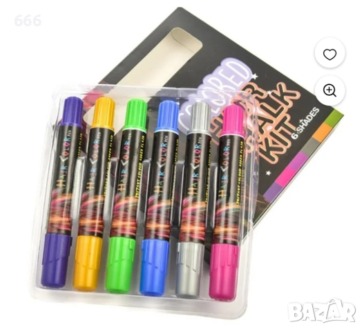 Комплект тебешири за коса с 6 цвята