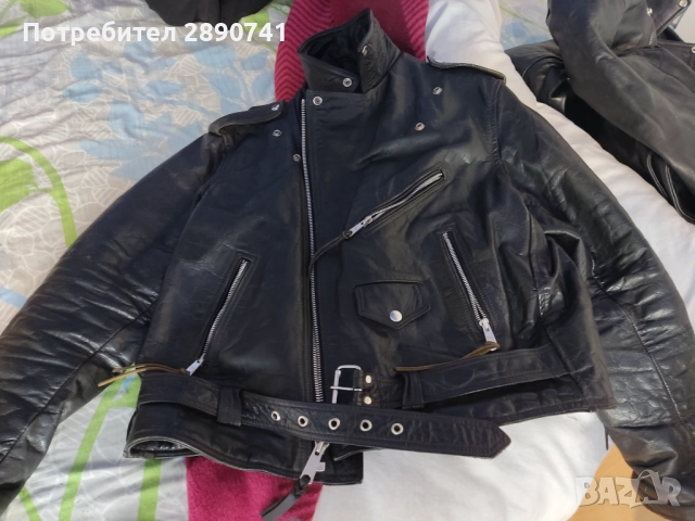 Две запазени мъжки рокерски яакета от естествена кожа размер L, снимка 2 - Якета - 52919298