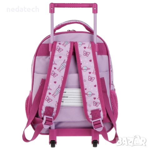 Ученическа раница на колелца Stich, Розов, 27x10x32 см., снимка 4 - Ученически пособия, канцеларски материали - 51492387