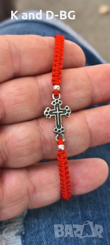 плетени гривни против уроки от червен конец и сребро 925, снимка 5 - Гривни - 52896002