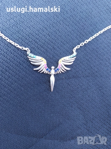 Сребърен медальон/колие с камъчета, снимка 2 - Колиета, медальони, синджири - 53856197